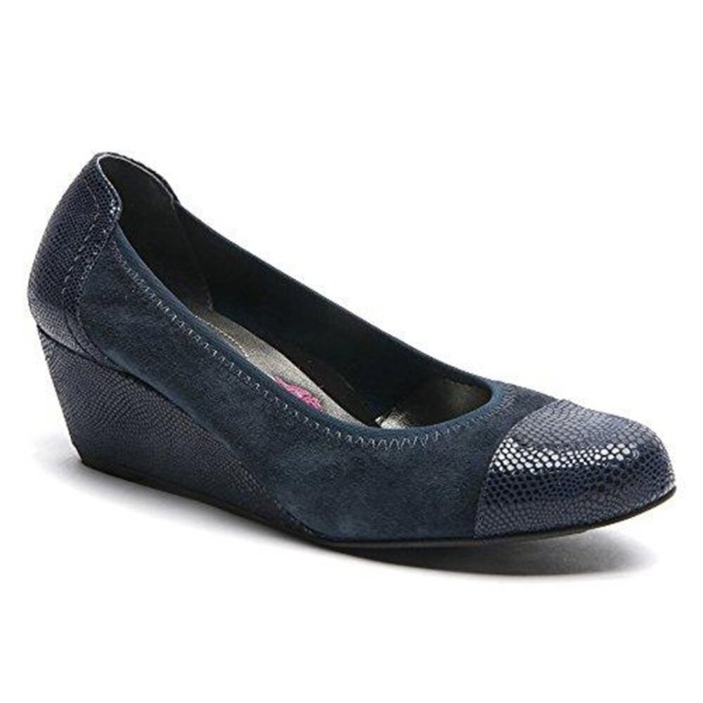 Ros Hommerson EUC Blue Suede Harlow Cap Toe Wrapped Wedge Pump - Size 10